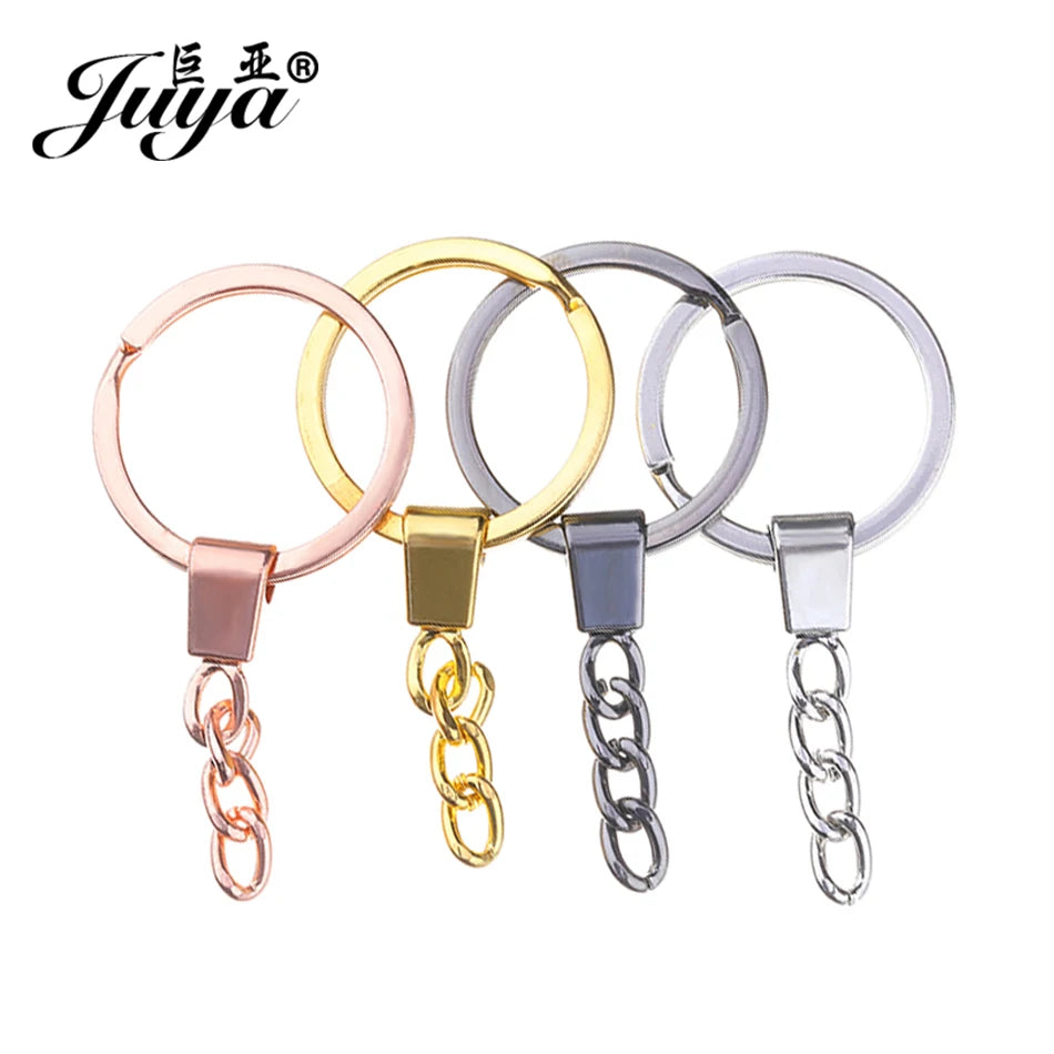 10pcs/lot Key Ring Chain Bag Pendant 50mm Long Round Split Keychain Keyrings For Jewelry Making Handmade Accessories Wholesale