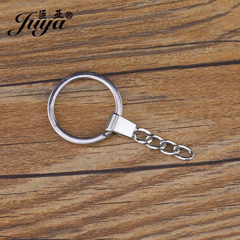 10pcs/lot Key Ring Chain Bag Pendant 50mm Long Round Split Keychain Keyrings For Jewelry Making Handmade Accessories Wholesale