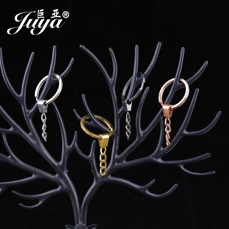 10pcs/lot Key Ring Chain Bag Pendant 50mm Long Round Split Keychain Keyrings For Jewelry Making Handmade Accessories Wholesale