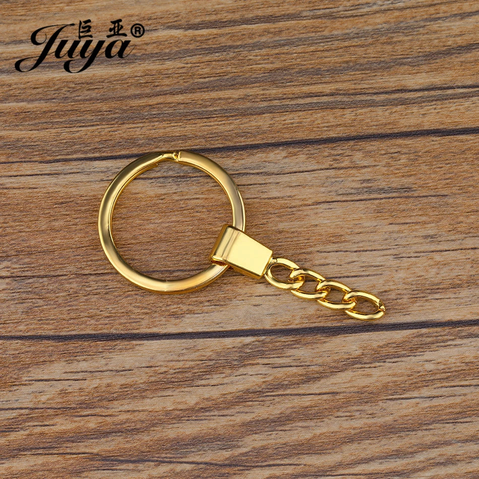10pcs/lot Key Ring Chain Bag Pendant 50mm Long Round Split Keychain Keyrings For Jewelry Making Handmade Accessories Wholesale