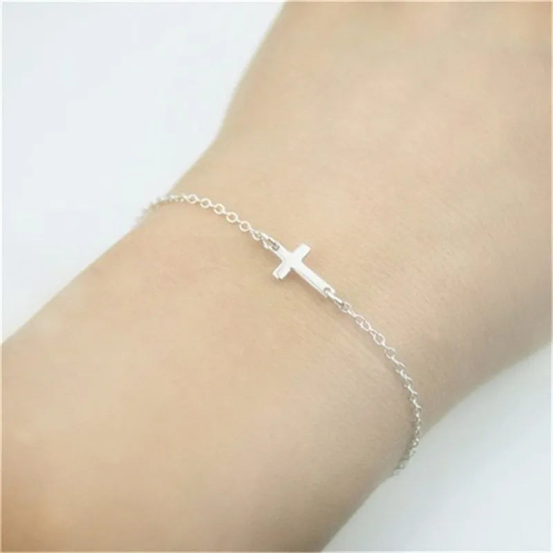 Fashion Cross Charm Bracelets For Women Simple Gold Sliver Color Infinity Bracelet Jewelry Gifts Female Wholesale Dropshipping