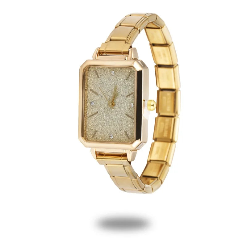1PC High Quality Men Women's Stainless Steel Square Simple Watch 9MM Width Italian Charm Bracelet Bangle For DIY Jewelry Gifts