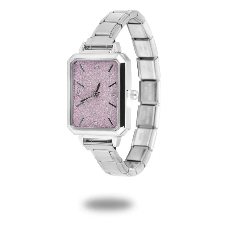 1PC High Quality Men Women's Stainless Steel Square Simple Watch 9MM Width Italian Charm Bracelet Bangle For DIY Jewelry Gifts