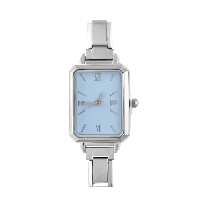 1PC High Quality Men Women's Stainless Steel Square Simple Watch 9MM Width Italian Charm Bracelet Bangle For DIY Jewelry Gifts