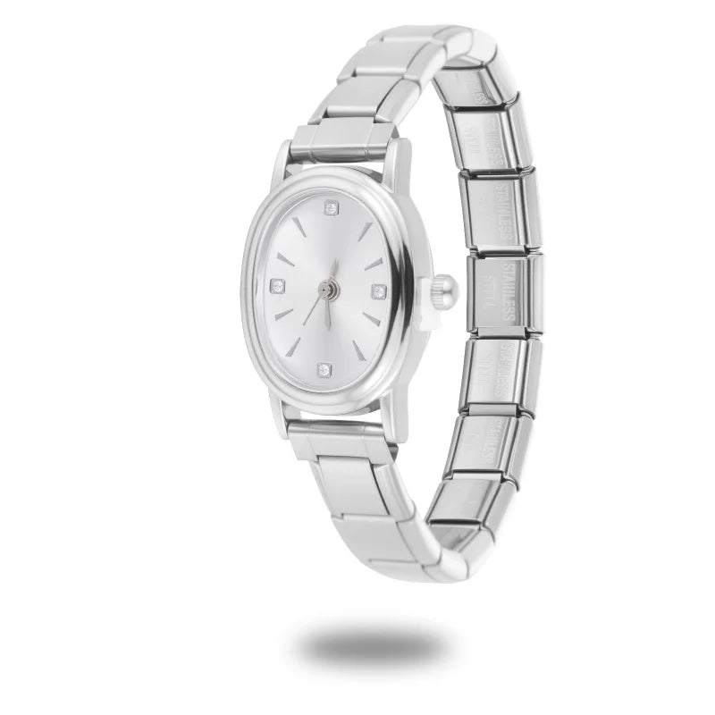 1PC High Quality Men Women's Stainless Steel Square Simple Watch 9MM Width Italian Charm Bracelet Bangle For DIY Jewelry Gifts