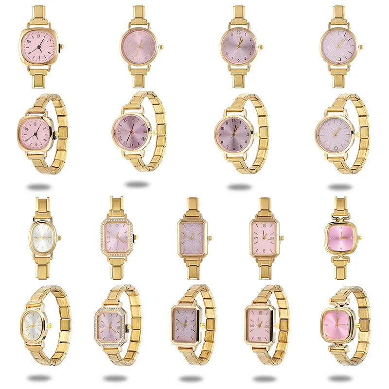 1PC High Quality Men Women's Stainless Steel Square Simple Watch 9MM Width Italian Charm Bracelet Bangle For DIY Jewelry Gifts