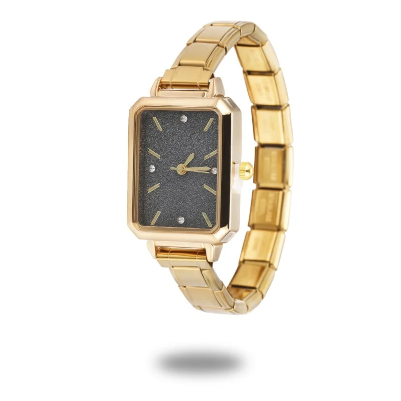 1PC High Quality Men Women's Stainless Steel Square Simple Watch 9MM Width Italian Charm Bracelet Bangle For DIY Jewelry Gifts