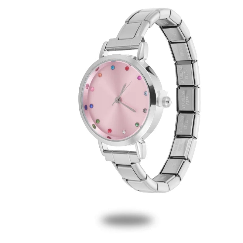 1PC High Quality Men Women's Stainless Steel Square Simple Watch 9MM Width Italian Charm Bracelet Bangle For DIY Jewelry Gifts