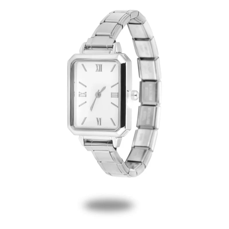 1PC High Quality Men Women's Stainless Steel Square Simple Watch 9MM Width Italian Charm Bracelet Bangle For DIY Jewelry Gifts