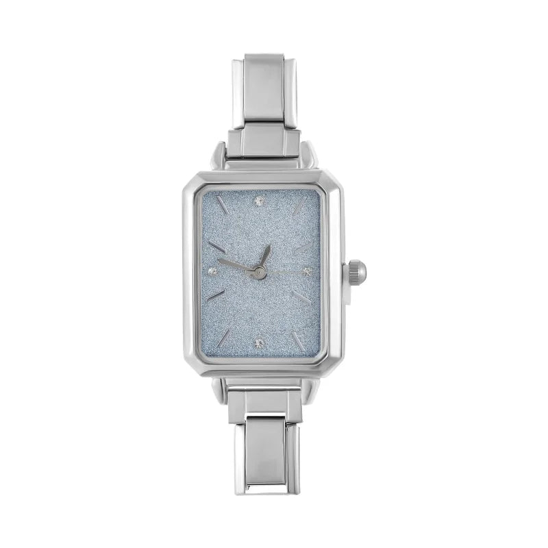 1PC High Quality Men Women's Stainless Steel Square Simple Watch 9MM Width Italian Charm Bracelet Bangle For DIY Jewelry Gifts