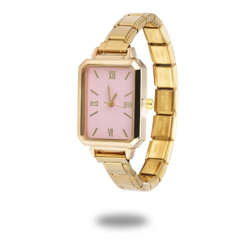 1PC High Quality Men Women's Stainless Steel Square Simple Watch 9MM Width Italian Charm Bracelet Bangle For DIY Jewelry Gifts