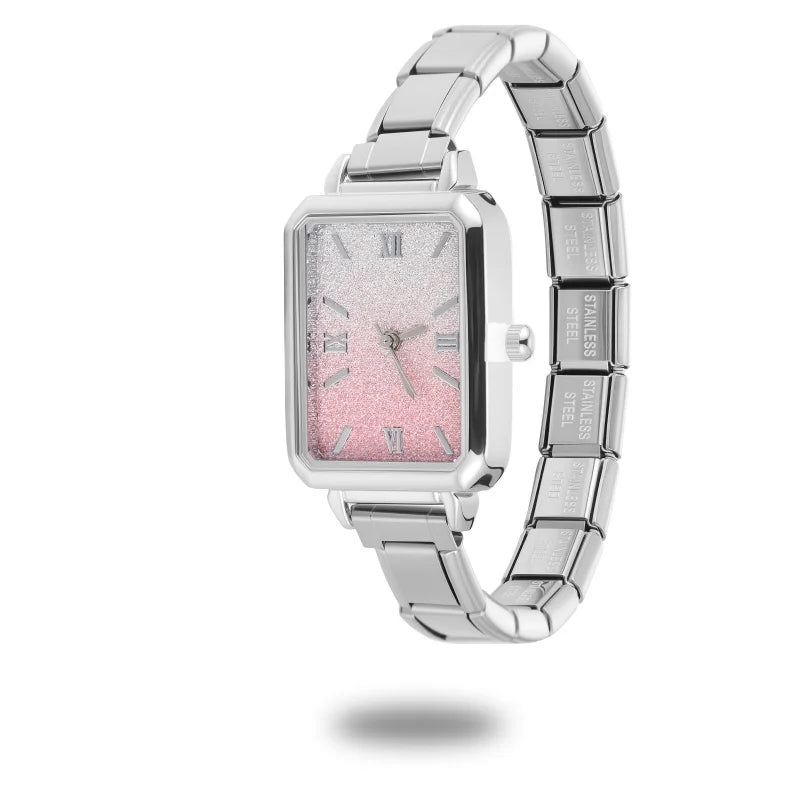 1PC High Quality Men Women's Stainless Steel Square Simple Watch 9MM Width Italian Charm Bracelet Bangle For DIY Jewelry Gifts