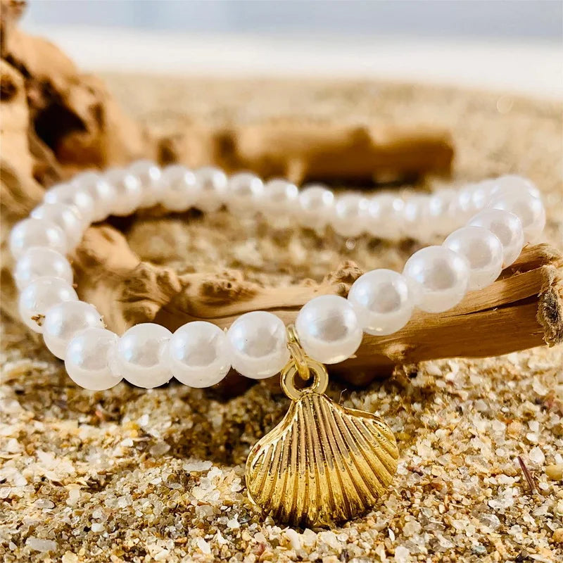 Bohemia Starfish Shell Bracelet Set for Women Men Summer Beach Fashion Evil Eye Multilayer Bracelet Jewelry Vacation Accessories