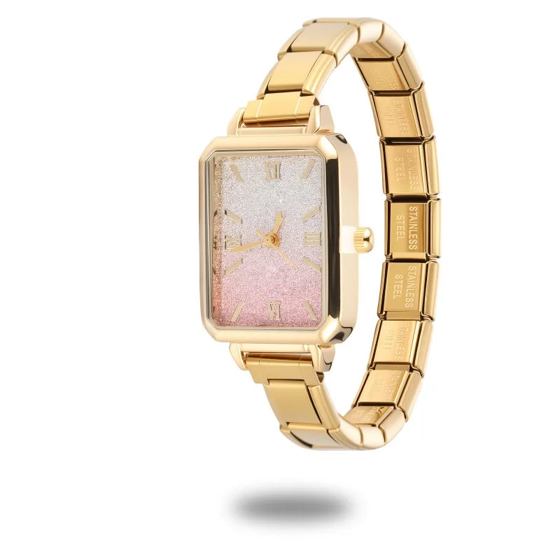 1PC High Quality Men Women's Stainless Steel Square Simple Watch 9MM Width Italian Charm Bracelet Bangle For DIY Jewelry Gifts
