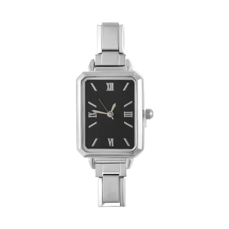 1PC High Quality Men Women's Stainless Steel Square Simple Watch 9MM Width Italian Charm Bracelet Bangle For DIY Jewelry Gifts