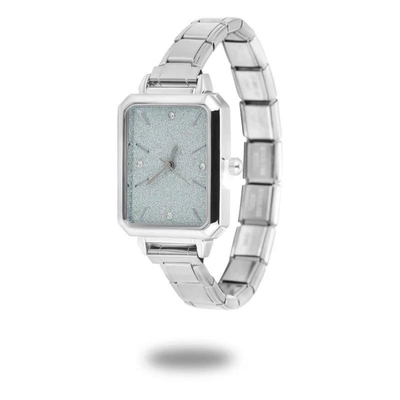 1PC High Quality Men Women's Stainless Steel Square Simple Watch 9MM Width Italian Charm Bracelet Bangle For DIY Jewelry Gifts