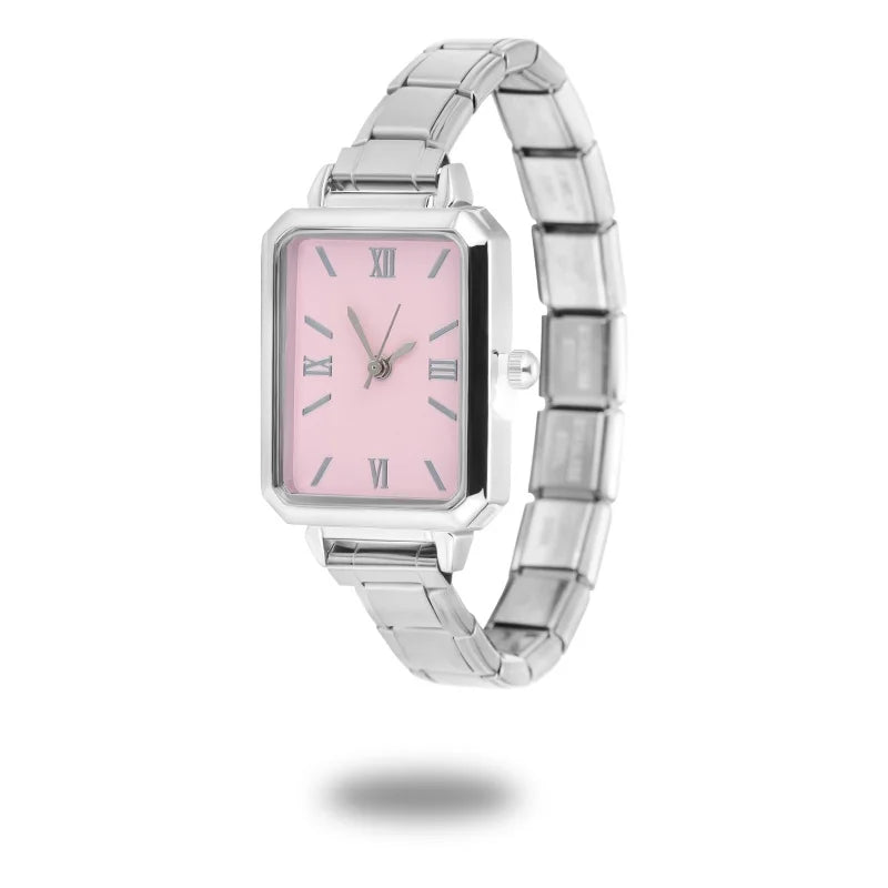 1PC High Quality Men Women's Stainless Steel Square Simple Watch 9MM Width Italian Charm Bracelet Bangle For DIY Jewelry Gifts