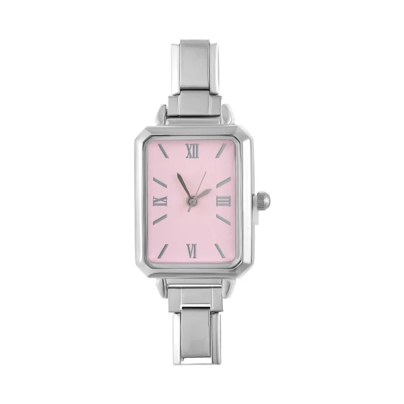 1PC High Quality Men Women's Stainless Steel Square Simple Watch 9MM Width Italian Charm Bracelet Bangle For DIY Jewelry Gifts