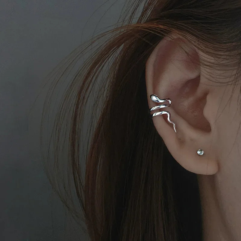 1 Pcs Snake Line Ear Clip Earrings for Women Girl Punk Animals Ear Cuff Party Fashion Silver Color Jewelry Gift