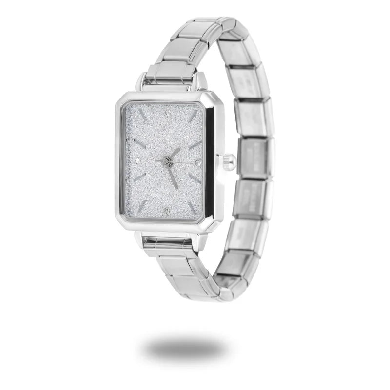 1PC High Quality Men Women's Stainless Steel Square Simple Watch 9MM Width Italian Charm Bracelet Bangle For DIY Jewelry Gifts