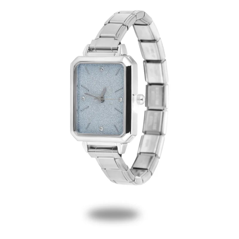 1PC High Quality Men Women's Stainless Steel Square Simple Watch 9MM Width Italian Charm Bracelet Bangle For DIY Jewelry Gifts