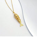 Exquisite Retro Fish Scale Texture Gold Color Stainless Steel Koi Carp Little Fish Pendant Necklace for Women Cute Jewelry Gifts
