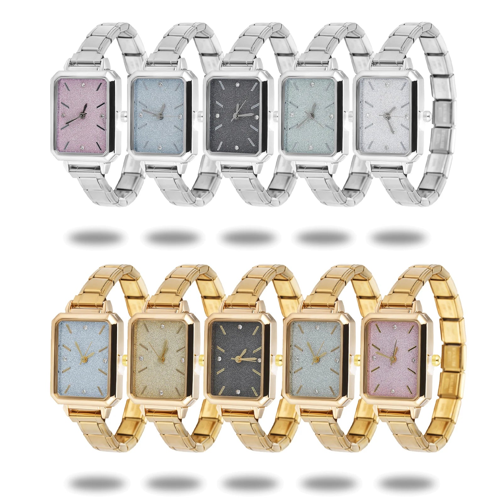 1PC High Quality Men Women's Stainless Steel Square Simple Watch 9MM Width Italian Charm Bracelet Bangle For DIY Jewelry Gifts