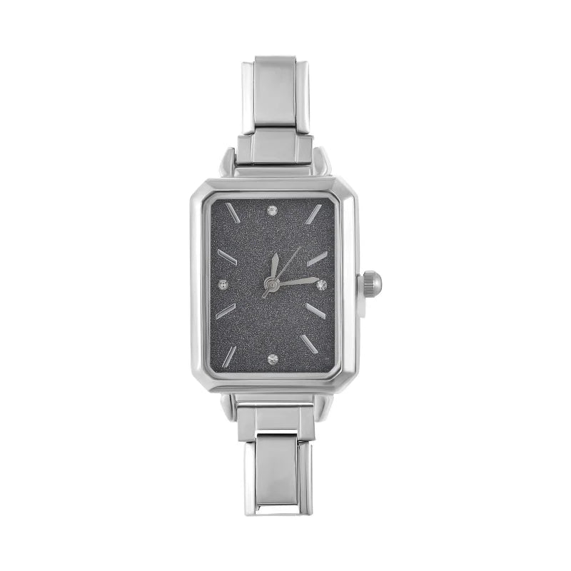 1PC High Quality Men Women's Stainless Steel Square Simple Watch 9MM Width Italian Charm Bracelet Bangle For DIY Jewelry Gifts