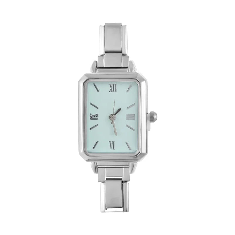 1PC High Quality Men Women's Stainless Steel Square Simple Watch 9MM Width Italian Charm Bracelet Bangle For DIY Jewelry Gifts