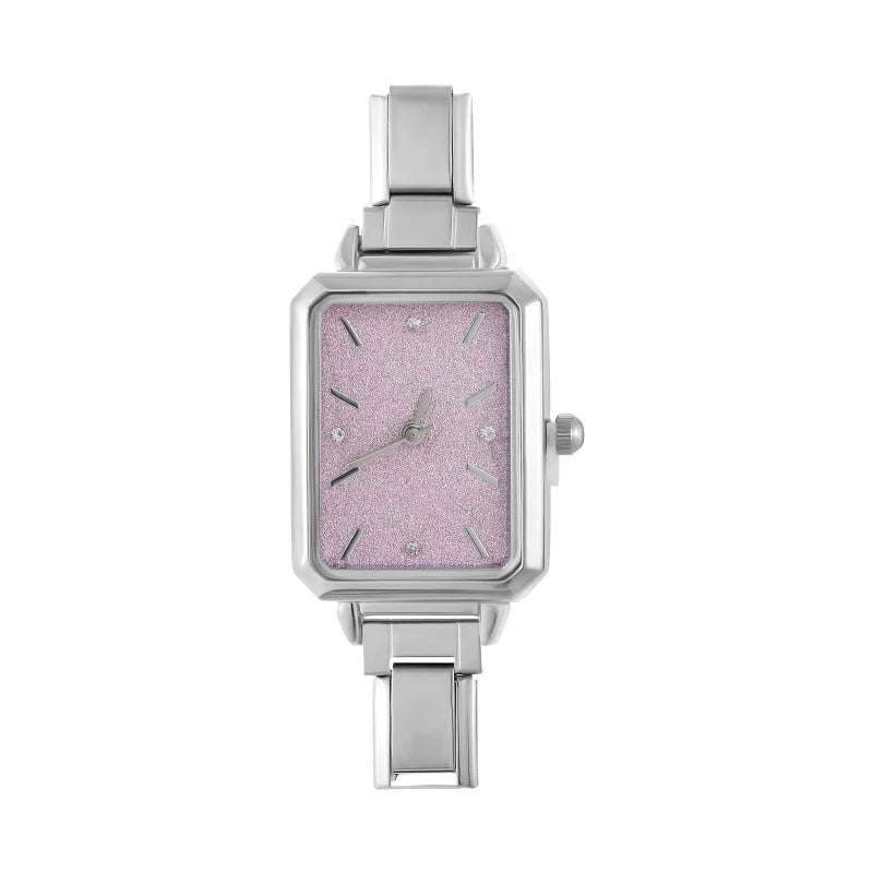 1PC High Quality Men Women's Stainless Steel Square Simple Watch 9MM Width Italian Charm Bracelet Bangle For DIY Jewelry Gifts