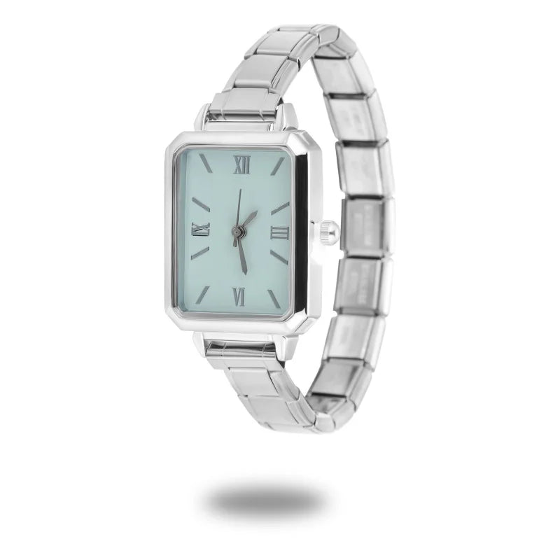 1PC High Quality Men Women's Stainless Steel Square Simple Watch 9MM Width Italian Charm Bracelet Bangle For DIY Jewelry Gifts