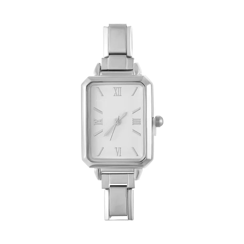 1PC High Quality Men Women's Stainless Steel Square Simple Watch 9MM Width Italian Charm Bracelet Bangle For DIY Jewelry Gifts