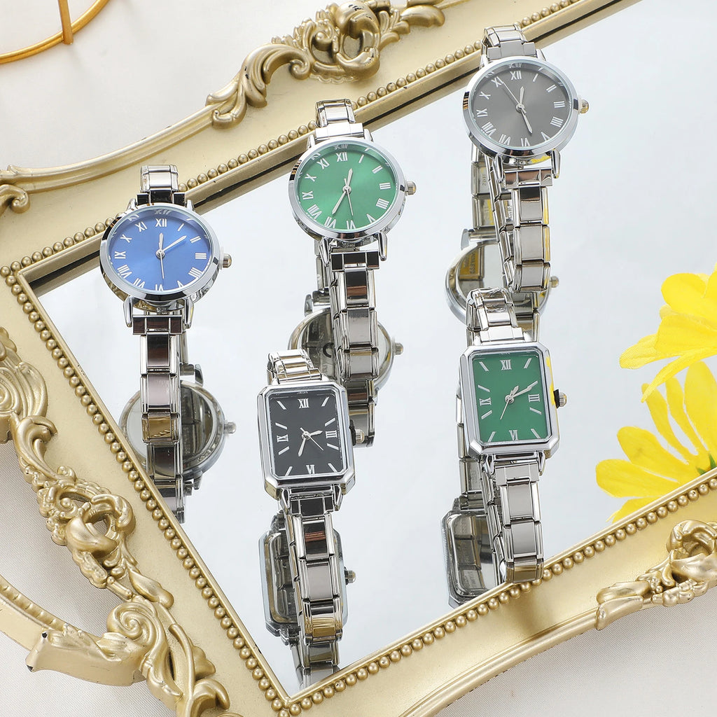 1PC High Quality Men Women's Stainless Steel Square Simple Watch 9MM Width Italian Charm Bracelet Bangle For DIY Jewelry Gifts
