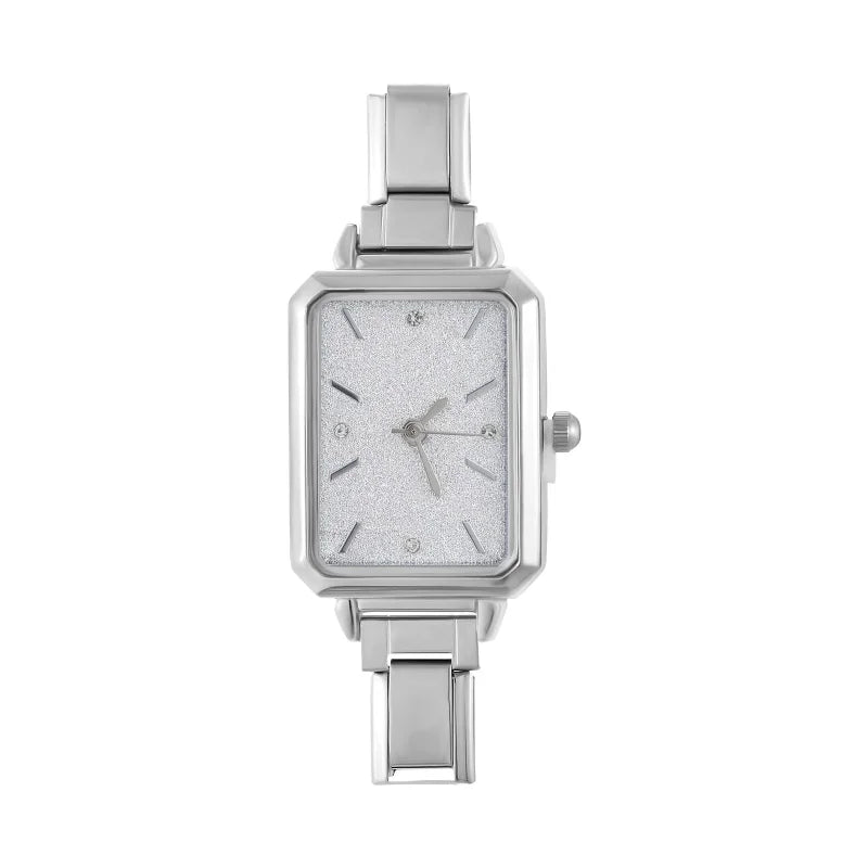 1PC High Quality Men Women's Stainless Steel Square Simple Watch 9MM Width Italian Charm Bracelet Bangle For DIY Jewelry Gifts