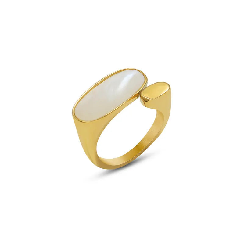 Fashion Cute Shell Irregular Rings for Women Girls Elegant Temperamental Gold Color Zircon Open Adjustable Ring Jewelry 2024