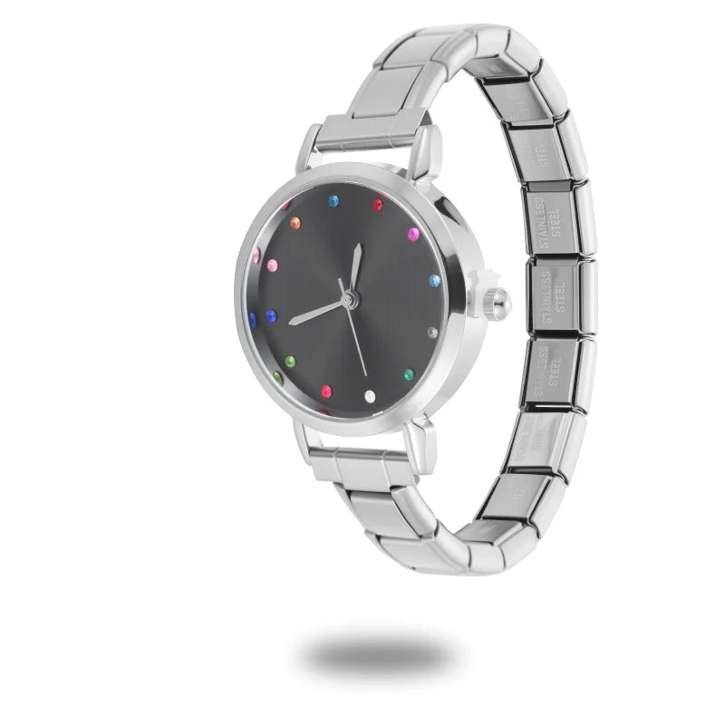 1PC High Quality Men Women's Stainless Steel Square Simple Watch 9MM Width Italian Charm Bracelet Bangle For DIY Jewelry Gifts
